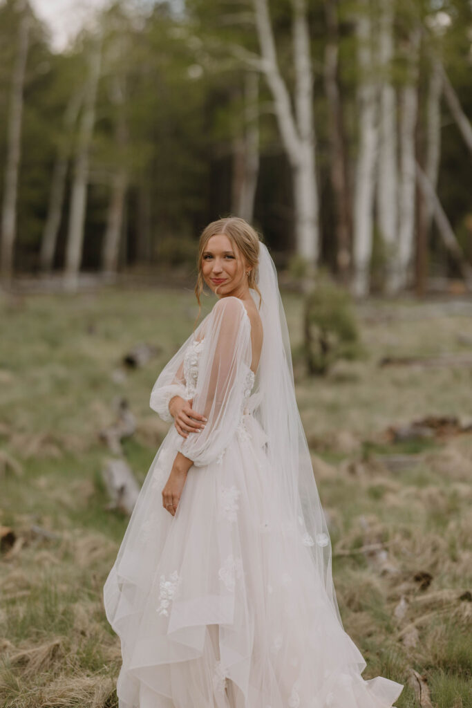 bride posing during outdoor wedding photos