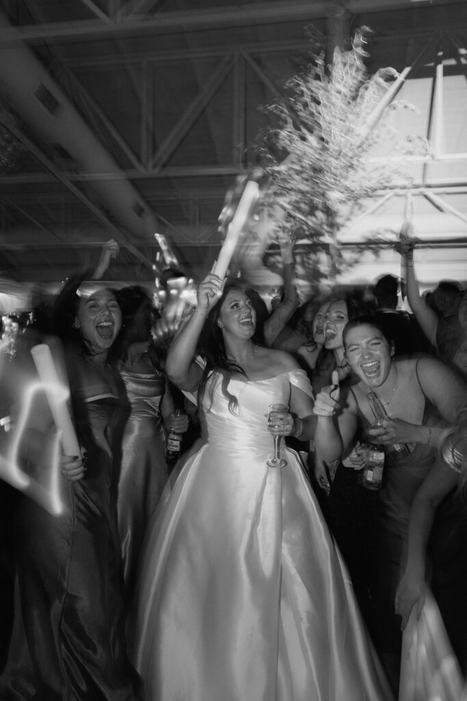 fun dance party photo with bride and bridesmaids photos during arizona wedding day