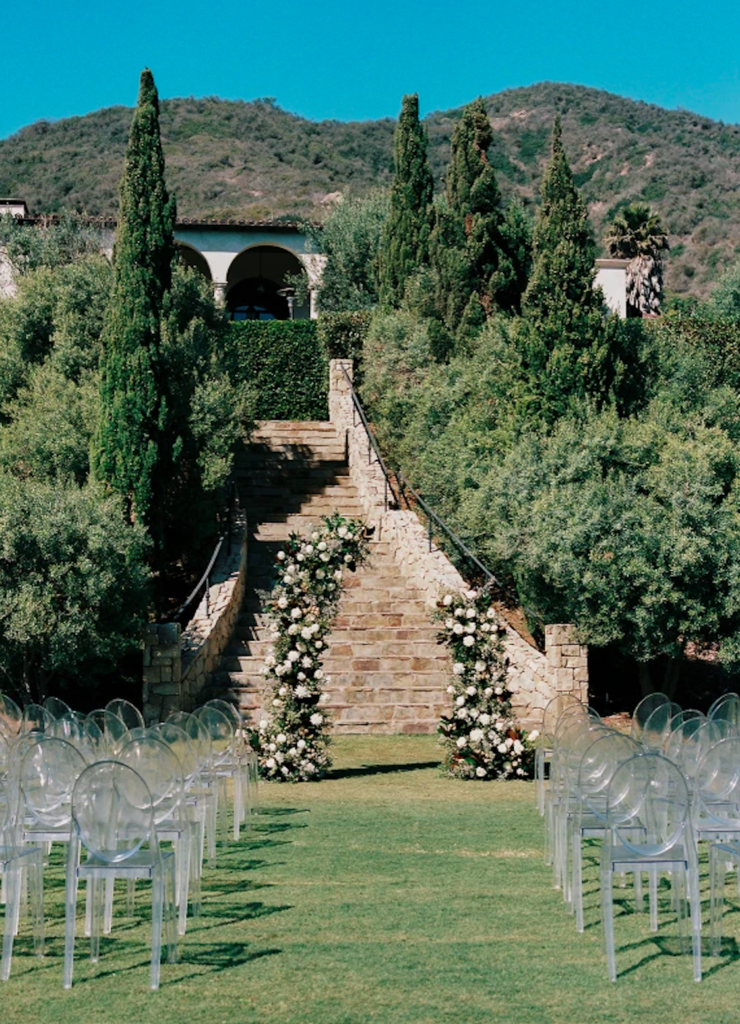 klentner ranch ceremony set up with garden tuscany vibes