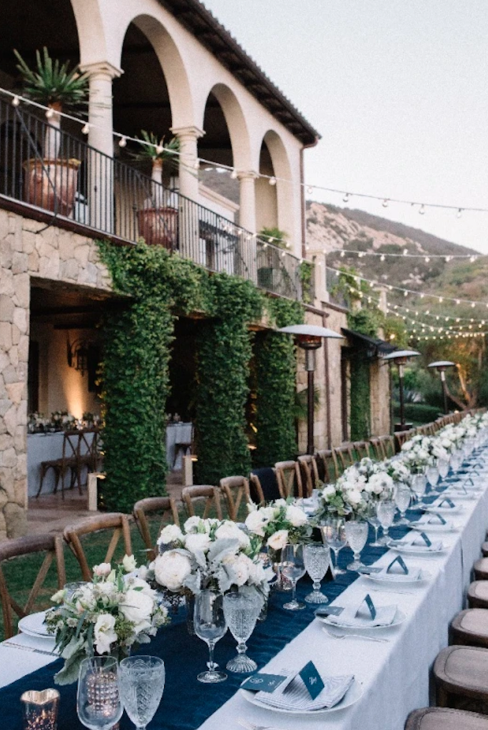 klentner ranch reception set up with garden tuscany vibes